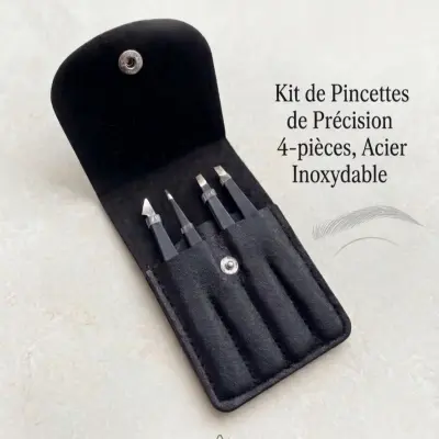 Kit de pincettes de précision, quatre pièces inoxydable