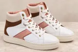 GANT Avona – Baskets Montantes Femme en Cuir Blanc et Rose