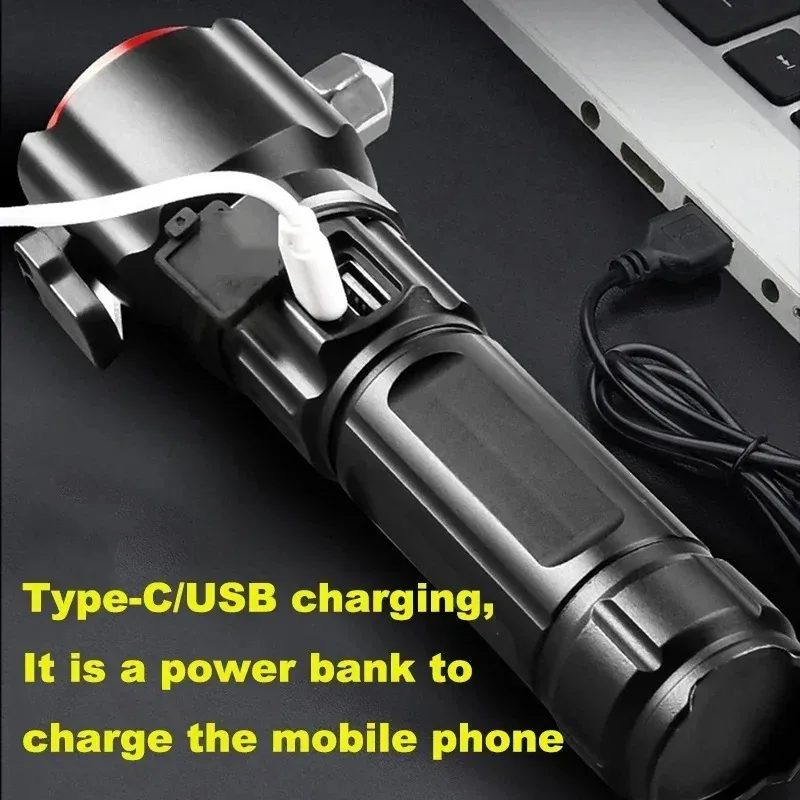 Lampe Torche Multifonctionnel LED Puissante Rechargeable par USB Avec PowerBank – طورش عالي السطوع
