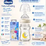 🍼 Chicco NaturalFeeling 150 ml – Biberon en verre dès la naissance