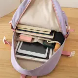 حقيبة مدرسية 3 في 1 لبنات المتوسطة والثانوية, حقيبة مدرسية + توت باق + مقلمة