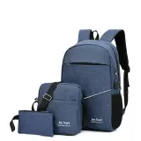 3 PCS Sac à dos multifonctionnel Avec Sortie USB ET Sortie kit-man - Noir