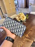 Portefeuille zippé double compartiment – Motif monogramme bleu marine