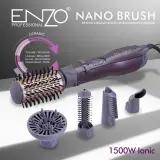 مجموعة فرشاة تصفيف الشعر ENZO EN-4136 الجديدة 5 في 1، تتضمن مشطًا دوارًا أوتوماتيكيًا لتمليس الشعر المجعد، ومجفف شعر، ومجفف شعر، وفرشاة، وأداة تكثيف الشعر بخطوة واحدة.