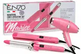 Enzo Professional 3 en 1 – Ensemble coiffure rose (Sèche-cheveux, Lisseur et Boucleur)