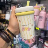 Mugs avec paille en céramique, motif chat