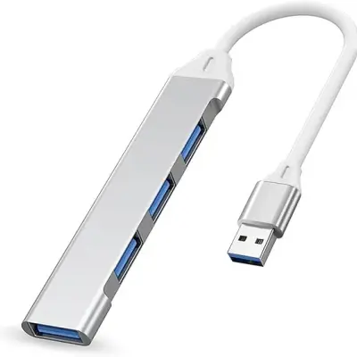 Hub USB Type-C vers 4 ports USB en alliage d’aluminium.