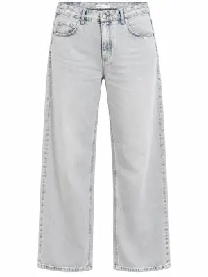Jean Femme Bershka – Denim Gris Clair Délavé – Coupe Large – Taille 40