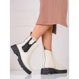 Bottines Femme Rieker Revolution Blanches en Cuir – Semelle Crantée