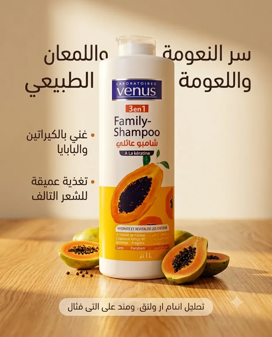 Venus شامبو عائلي بمستخلص الباباي 1ل