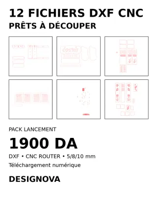 Pack CNC Business Starter – 12 ملفات DXF جاهزة للقص