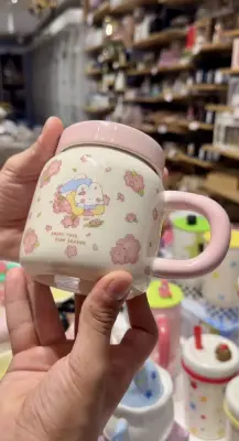 🌸 MUG CÉRAMIQUE FLEURS DE CERISIER AVEC COUVERCLE