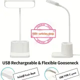 Lampe LED de Bureau 02 en 01 Rechargeable USB, avec Porte-crayon