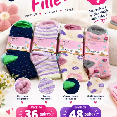 Chaussettes fille pack 48 paire
