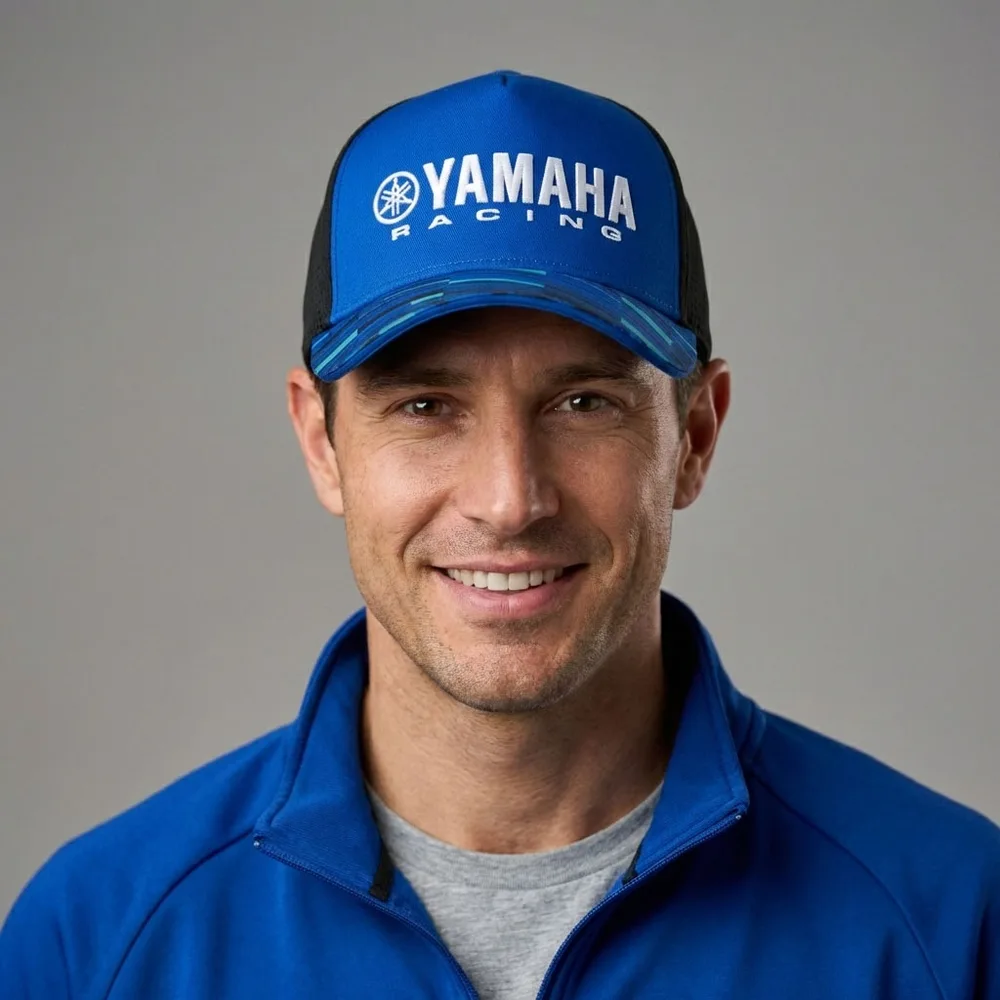 Casquette Yamaha Racing Bleu et Noire avec Filet Respirant Unisexe – قبعة رياضية جودة عالية