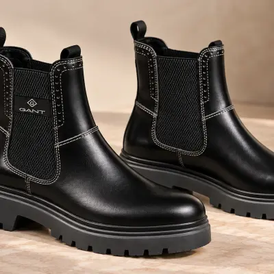 GANT – Chelsea Boots Femme en Cuir Noir
