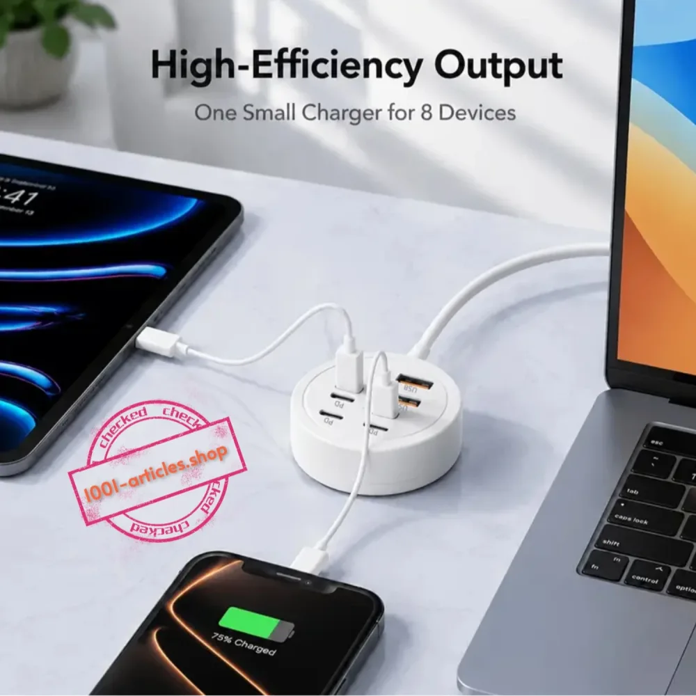 Prise multiport - Hub d'alimentation 08 en 01 - Fast Charge PD 66w et QC 3.0