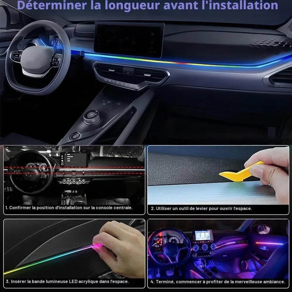 More Colorfull Éclairage d'Ambiance LED Intérieur Voiture RGB et Fibre Optique - إضاءة داخلية للسيارة مع ألياف ضوئية