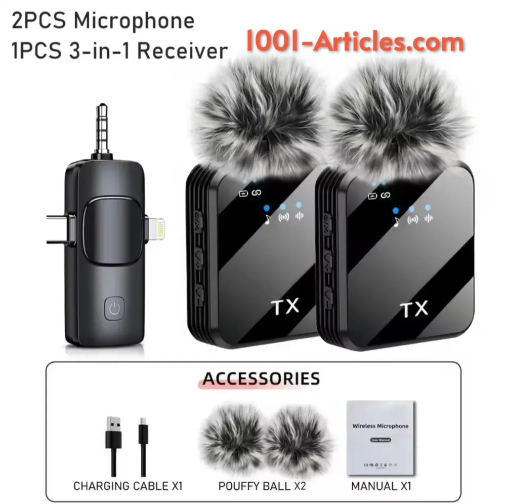 Microphone Lavalier Sans Fil, Micro-cravate, réduction de bruit.