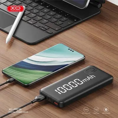 باور بنك XO PR238 الذكي: سعة 10,000mAh وشحن سريع بقوة 22.5W مع شاشة رقمية دقيقة