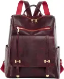 Sac à dos rétro en cuir synthétique pour femme Grenat - حقيبة ظهر نسائية من الجلد