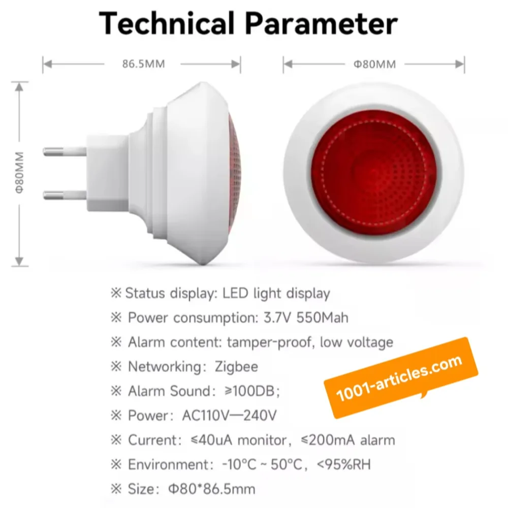 Sirène de sécurité intelligente Meian - Sonore et lumineuse Tuya Smart Zigbee.