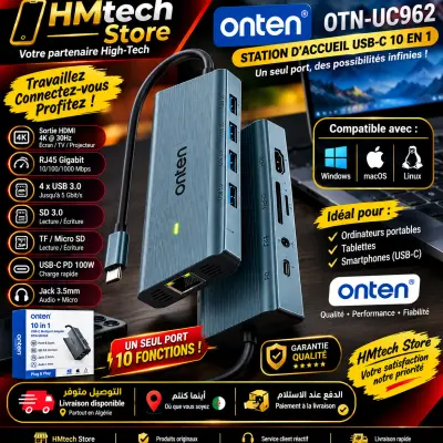 ADAPTATEUR USB-C 10-en-1 ONTEN OTN-UC962