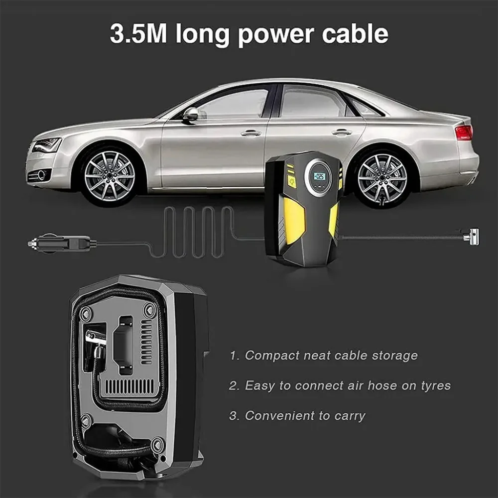 Compresseur d’Air Numérique pour Voiture et Moto 150Psi BE0173 – جهاز ضغط العجلات محمول