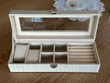 Coffret Organisateur Bijoux & Montres en Cuir Croco Beige