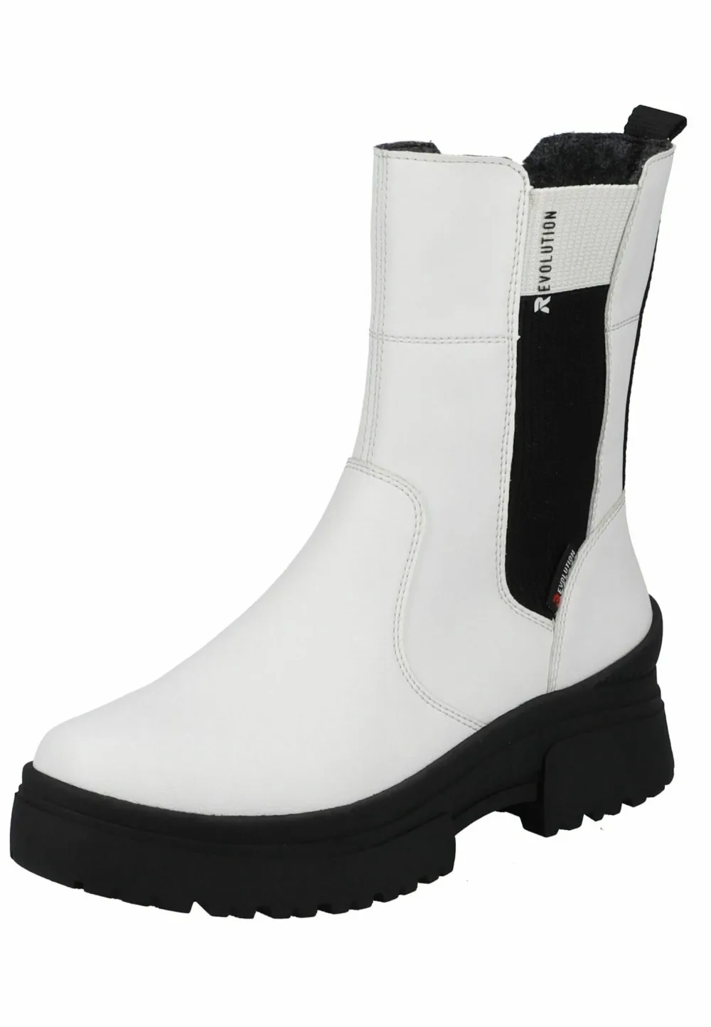 Bottines Femme Rieker Revolution Blanches en Cuir – Semelle Crantée