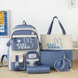Sac à Dos Multifonctionnel Kawaii Grand Volume Imperméable et Résistant 5Pcs Noir et Gris SACKDS29NGR - حقيبة ظهر بعدة قطع بتصميم كاوايي
