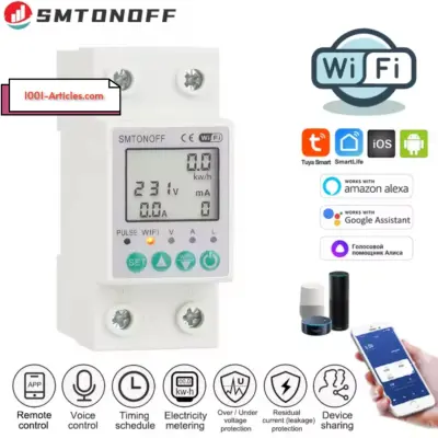 Protecteur de tension et d'ampérage SMTONOFF 63A, WiFi Tuya Smart