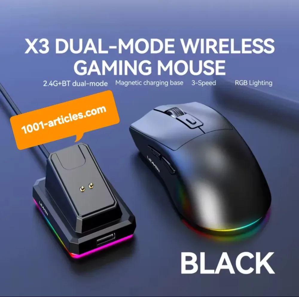 Souris Sans Fil Bi-Modes - Station de Charge Magnétique - RVB Bluetooth 5.2.