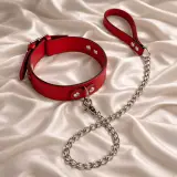 طوق جلدي بسلسلة VALERIA | Collier en cuir avec chaîne VALERIA