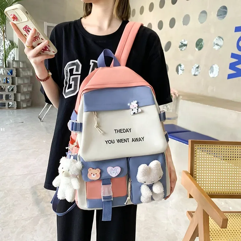 Sac à Dos Multifonctionnel Kawaii Grand Volume Imperméable et Résistant 5Pcs Mauve SACKDS25MV - حقيبة ظهر بعدة قطع بتصميم كاوايي