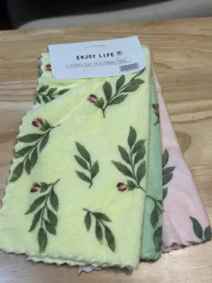 Lot de Serviettes Microfibre Motif Floral