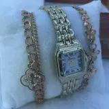 ساعة نسائية مع أساور فاخرة😍❤️