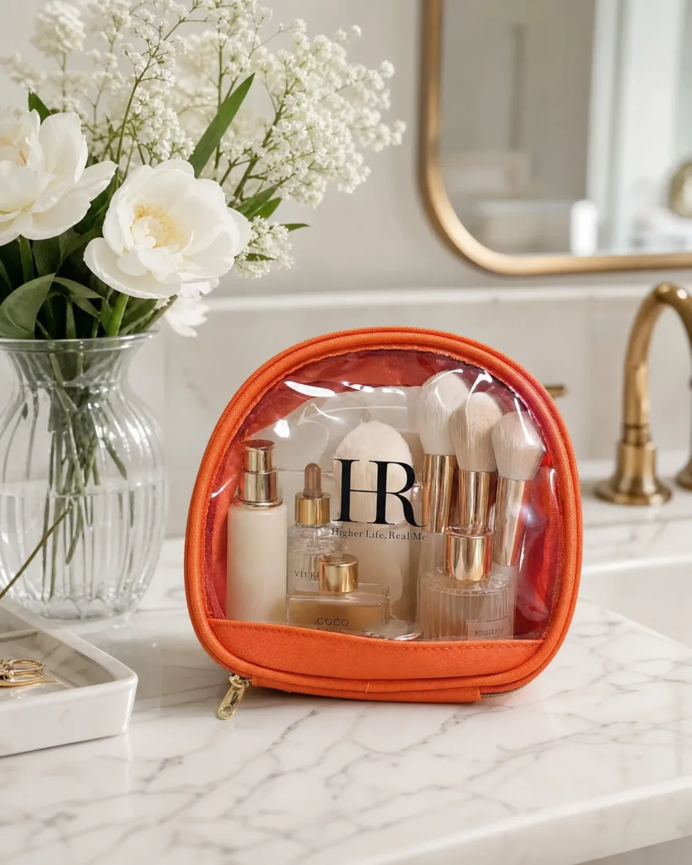 Trousse de Toilette Transparente – HR "Higher Life, Real Me"