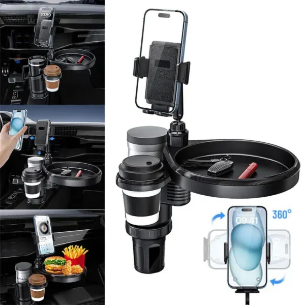 Plateau extensible 4 en 1 avec support de téléphone pour voiture – حامل أغراض ومشروبات في السيارة
