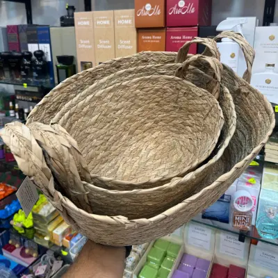 Panier trois pièces raphia