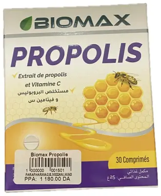 Biomax Propolis – Extrait De Propolis & Vitamine C – 30 Comprimés