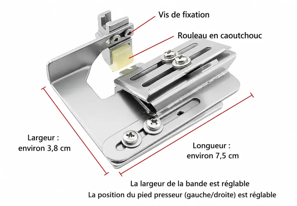 Pied de Biche Fronceur Double Couche a Largeur Réglable  A800