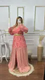 قفطان ب tulle travaillé و organza عصري تقليدي فخم و انيق