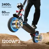 iScooter iScooter iX8 Trottinette électrique 20Ah 48V 1200W*2 Double moteur