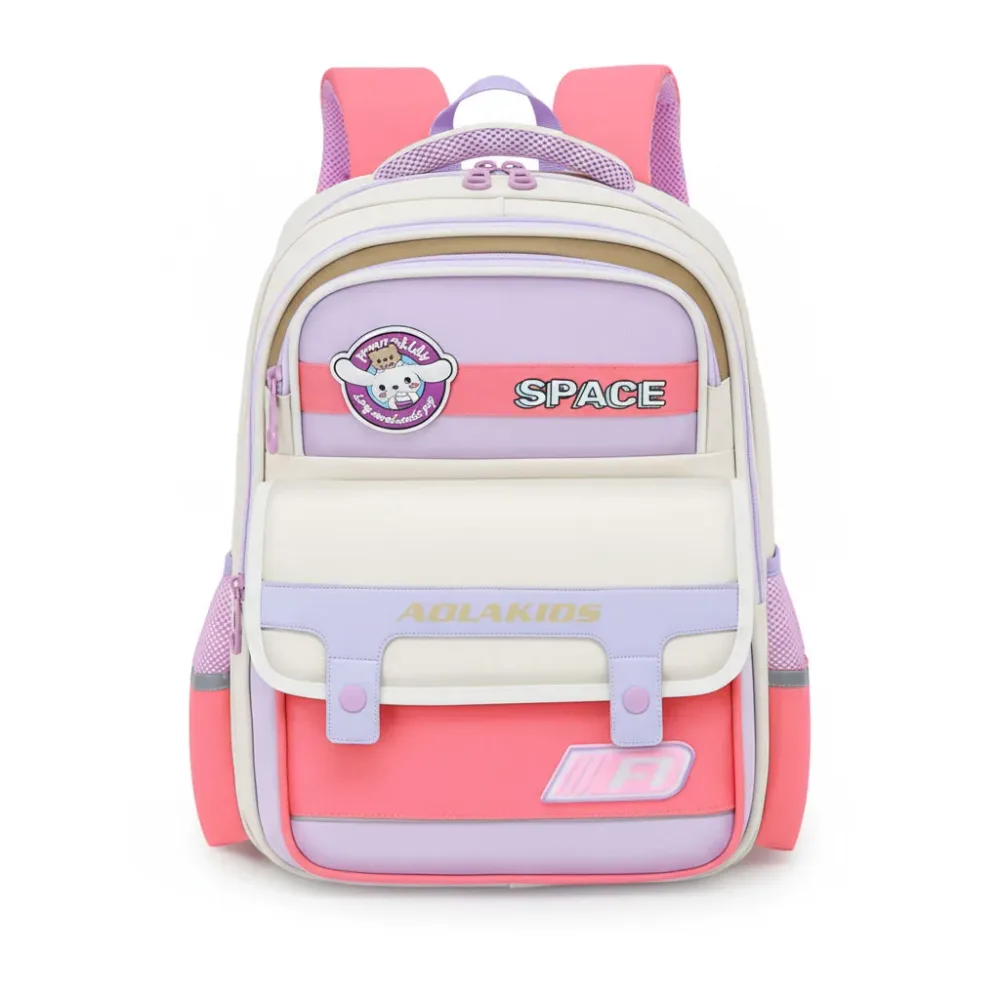 Sac à Dos Enfant Space Design Ludique Multi-Poches Rose – حقيبة مدرسية للأطفال لون وردي