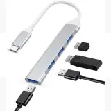 Hub USB Type-C vers 4 ports USB en alliage d’aluminium.