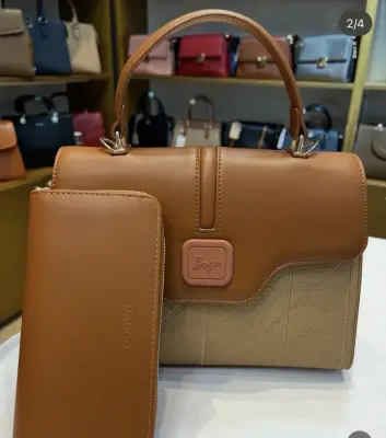 Sac Bagco Bicolore Cuir & Toile — avec pochette assortie