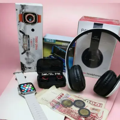 Pack Casque p47+ airpods m10 +t800 smartwatch