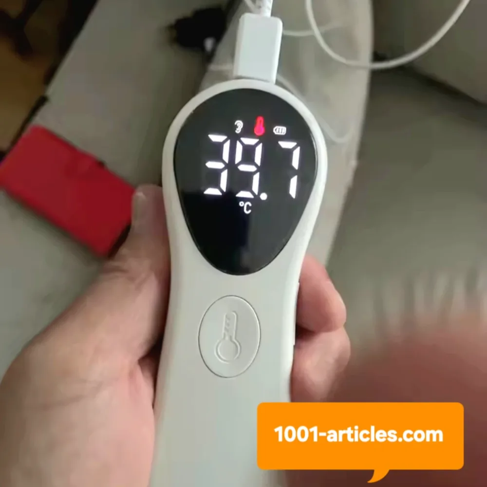 Thermomètre auriculaire médical rechargeable AiQUE - sans contact - LCD - Haute Précision.
