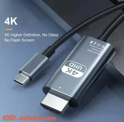 Adaptateur de conversion vidéo HD 4K, Type C vers HDTV - HDMI